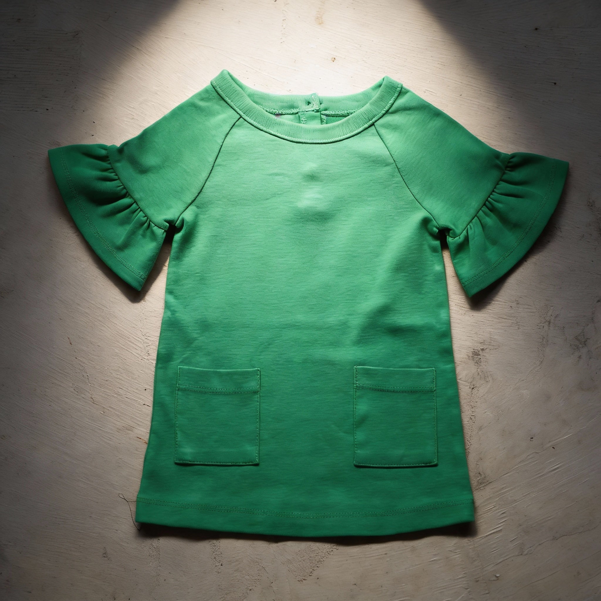 Green Ruffle Pocket Top