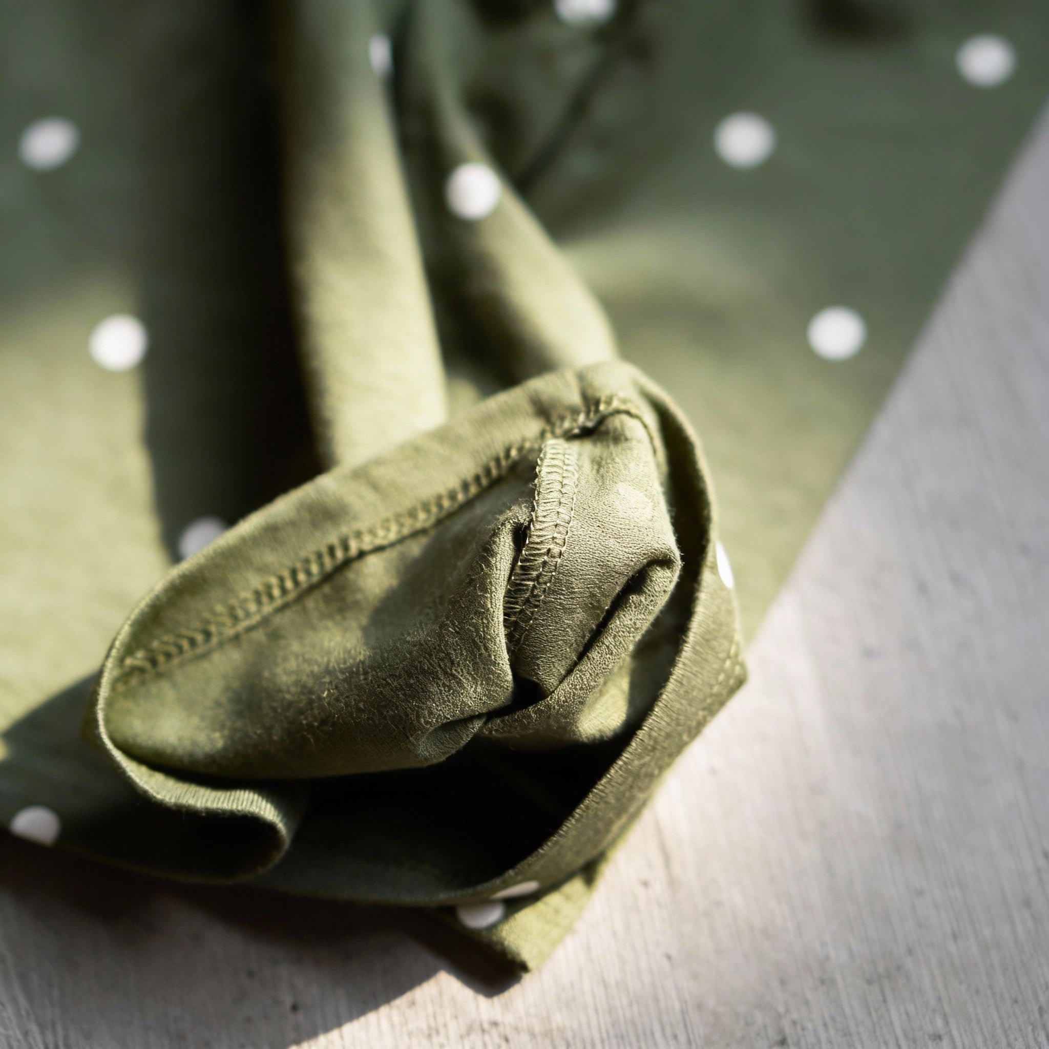 Olive Polka Long Sleeve Frock