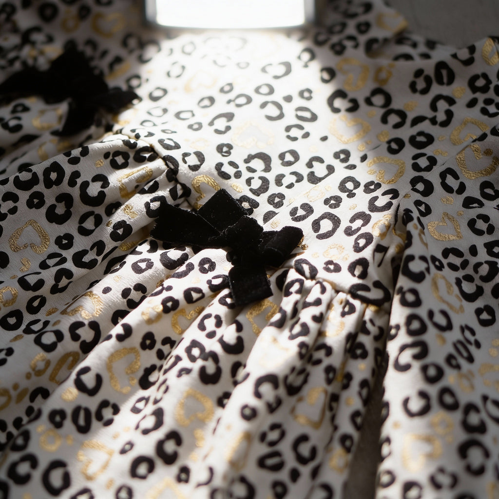 Midnight Leopard Bow Dress